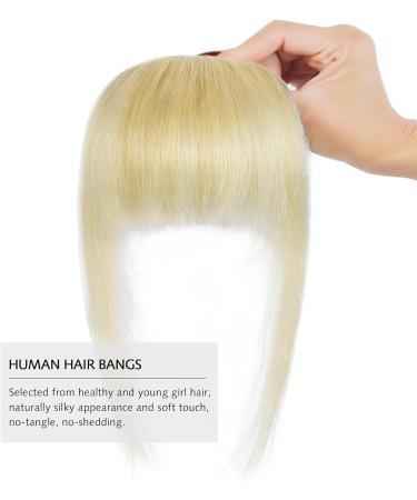 YAMEL Bleach Blonde Clip-In Bangs Human Hair Extensions - Flat Face Fringe Hairpieces for Women - Buy Online on GoSupps.com