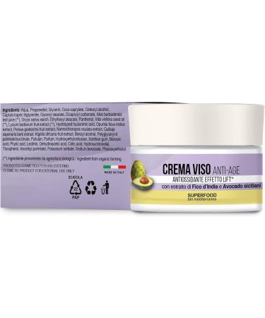 ANTI-AGING Face Cream with Avocado and Prickly Pear | 50 ml anti-wrinkle moisturizing cream with goji berries. Against skin aging for sensitive skin - Buy Online on GoSupps.com