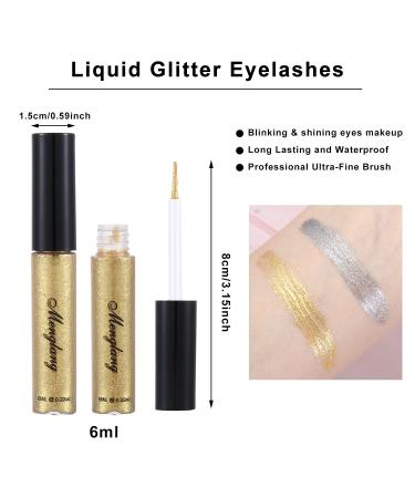 2021 Upgraded Liquid Glitter Eyeliner Set - Metallic Shimmer & Long Lasting Waterproof Formula in Gold - Buy Online on GoSupps.com