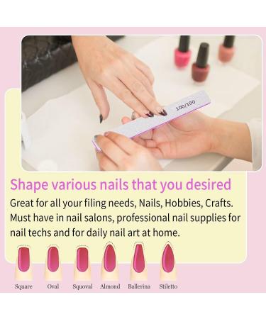 Professional 100/150 Grit Double-Sided Nail Files - 12 Reusable Files for Gel & Natural Nails | Flowering Board for Women - Buy Online on GoSupps.com