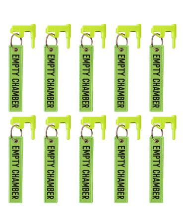 Highwild 10 Pack Chamber Safety Flag for Most Common Calibers with Green Key Chain Tags Includes Built-in Flathead Tool and Slide-on Picatinny Rail Adapter