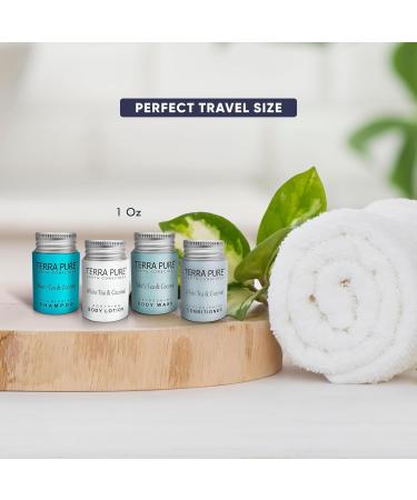 Terra Pure White Tea & Coconut Toiletries Set - 80 Piece Travel Amenities for Hotels Airbnb & Rentals | Hotel Shampoo Conditioner Body Wash & Lotion - Buy Online on GoSupps.com
