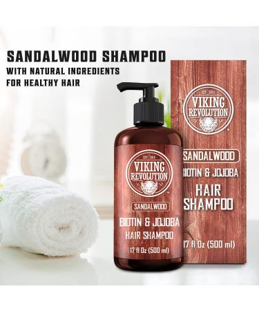 Viking Revolution Sandalwood Men's Shampoo with Biotin & Jojoba Oil | Natural Hair Loss Shampoo for Thinning Hair | Vitamin B5 Infused - 17 Oz - Buy Online on GoSupps.com
