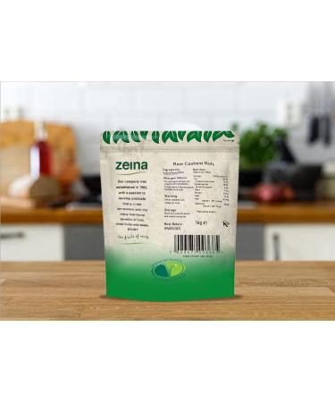 Zeina Raw Cashew Nuts 1kg - High Vitamin B6 and Iron, Natural Fiber and Protein Snack with Resealable Bag - Peanut and Sesame Free - Buy Online on GoSupps.com
