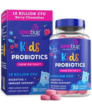 LoveBug Probiotics Kids Probiotics  Delicious Berry 10 Billion CFU 30 Chewable Tablets