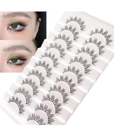 Losha Lashes Natural Look Manga Lashes 10 Pairs - Spiky Wispy False Eyelashes for Asian Eyes - Lightweight Anime Fake Eyelashes for Korean Cosplay Makeup - Buy Online on GoSupps.com