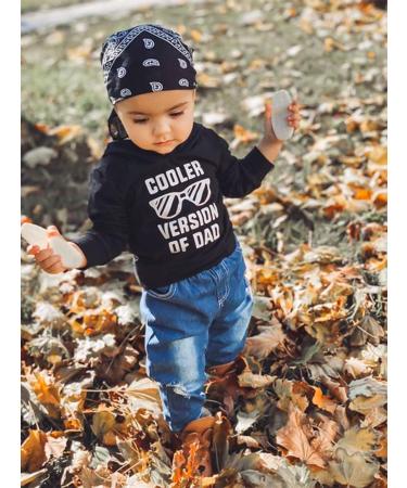 Amissz Baby Boy Clothes Toddler Boys Outfit 1-6T Long Sleeve Hoodie Tops Ripped Jeans Set | Infant Letter Printed Sweatshirt Fashion | 12-18 Months Black - Buy Online on GoSupps.com