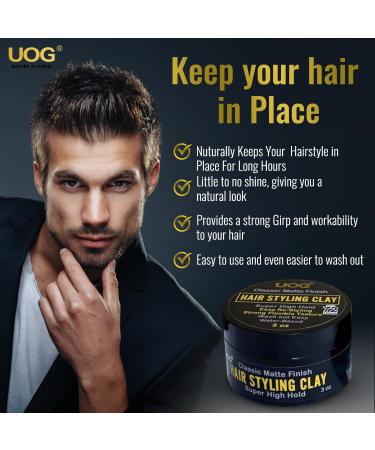 UOG Premium Hair Styling Clay - Super High Hold Non-Greasy Matte Finish for Men | Unlimited Re-Styling Easy Wash 3 oz - Anti-Dandruff Formula - Buy Online on GoSupps.com