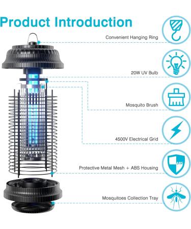 Palone 20W IPX4 Waterproof Electric Insect Killer - UV Mosquito Trap & Fly Trap for Indoor and Eaves Protection - Buy Online on GoSupps.com