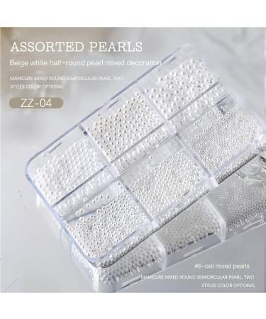 FEIlei Mix Size White Nail Art Tip Half Pearls 3D Nail Beads Rhinestones Decoration DIY Tool Beauty Manicure Supplies - Buy Online on GoSupps.com