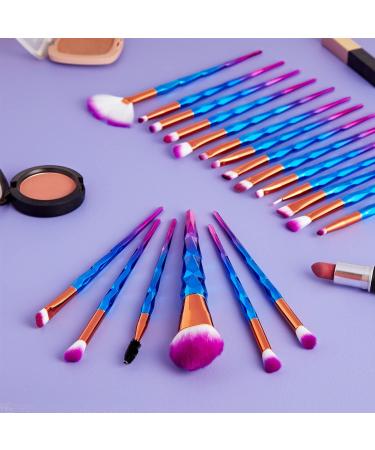 Glamza Diamond 20pc Make Up Blending Details Eyebrow Eyeshadow Eyelash Powder Lip Brushes Set (Blue) - Buy Online on GoSupps.com