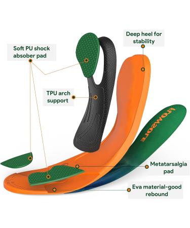 Flat Feet Anti-Fatigue Insoles for Men & Women | High Arch Support for Plantar Fasciitis Heel & Lower Back Pain Relief - Buy Online on GoSupps.com