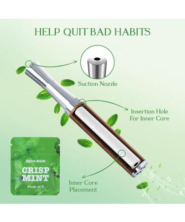 Boderi Quit Inhaler Aluminum Wooden Upgraded with 4 Packs Mint Spearmint Orange Blueberry Flavored Cotton Cores Break Up Bad Habits - Buy Online on GoSupps.com