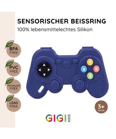Gigi Kids Bite Rings for Babies | Silicone TV Remote & Gamepad Teether | Easter Gifts for Children 3 Months+ | Black & Blue - Buy Online on GoSupps.com