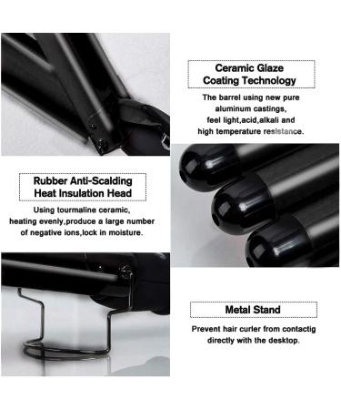 1 Inch Hair Waver Curling Iron Wand | Tourmaline Ceramic Triple Barrels Crimper for Mermaid Beach Waves | Black - Buy Online on GoSupps.com