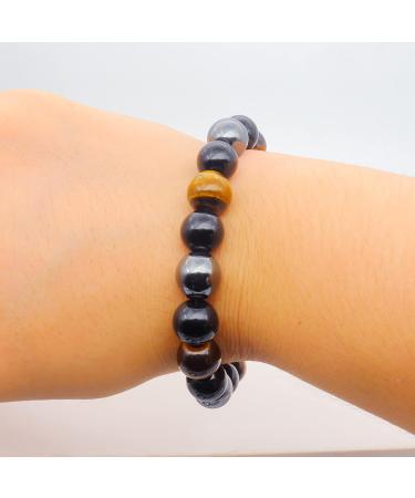 10mm Mens Beaded Bracelets Initial Letter Triple Protection Bracelets for Women Natural Tiger Eye Black Obsidian Hematite Beads Elastic Bracelets obsidian obsidian - Buy Online on GoSupps.com