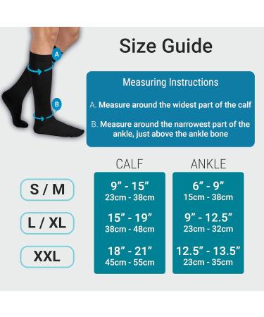 360 Relief Flight Compression Socks - Supports Blood Circulation for Travel, Work, Edema, Diabetic, Varicose Veins & Pregnancy | Includes Mesh Laundry Bag | Available in S/M, L/XL, XXL Black - Buy Online on GoSupps.com