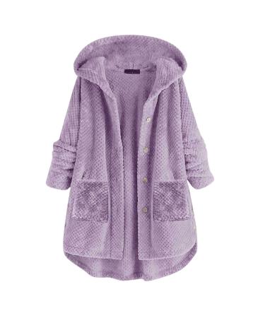Hanxiulin fleece jacket plush jacket cuddly jacket fleece jacket women windproof coat thick women trench coat lightweight quilted warm outdoor fleecet lila