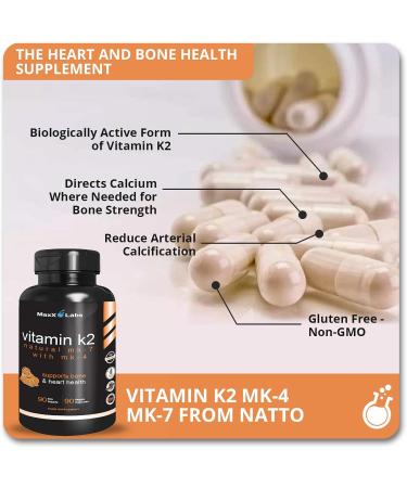 MaxX Labs Advanced Bladder Control Supplement for Women & Men 60 Caps + Vitamin K2 Supplement - Full Spectrum Vitamin K2 MK7 MK4 & Calcium - 90 Capsules - Buy Online on GoSupps.com