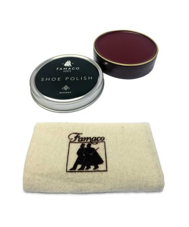 Famaco 50ml Shoe Polish & Polishing Cloth Shoe Care Kit For Dr Martens & Similar Oxblood