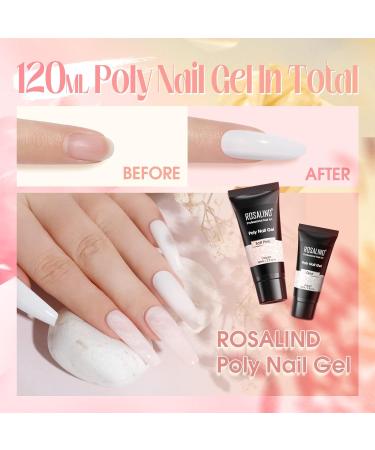 Buy Rosalind Poly Nail Gel - White & Pink Acrylic Nail Extension Set (60ml) | Quick Builder Gel for Nail Art | Perfect for Starters - Buy Online on GoSupps.com