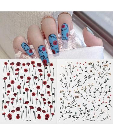 Hot DIY Manicure Nail Art Decoration Summer Blossom Flowers Leaves Nail Sticker 3D Decals Rose Branch Designs(DP-135) (DP) - Buy Online on GoSupps.com