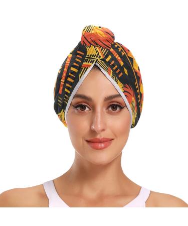 Lion Hair Towel 2 Pack Super Absorbent Hair Drying Towel Quick Dry Hair Turbans Head Towel with Button Twisty Wrap for Women Girls