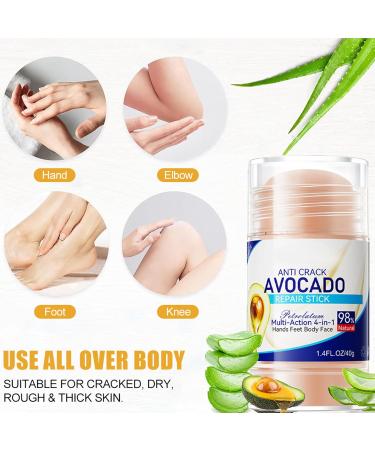 Foot Cream for Cracked Heels and Dry Skin Avocado Foot Cream Stick Natural Foot Care Cream Foot &Hand & Elbow Anti Drying Feet Cream for Dry Cracked Skin Deep Hydrating & Improve Dry Foot Soothing-40g - Buy Online on GoSupps.com