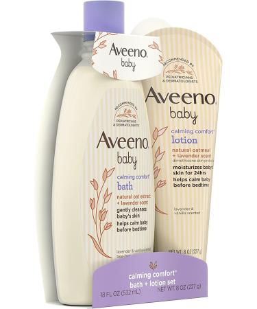 Aveeno Baby Calming Comfort Bath & Lotion Set  Night time Baby Skin Care Products with Natural Oat Extract  Lavender & Vanilla Scents  Paraben-Free  2 Items - Buy Online on GoSupps.com