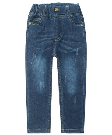 SEAUR Baby Boys Jeans Blue Ripped Jeans with Pockets Elastic Waistband Stretch Casual Trousers Denim Pants for Daily Life 2-3 Years Blue 4