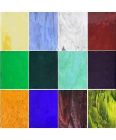 Wecrejoni 12 Sheets Variety Stained Glass 4x6 - Cathedral Art Glass Mixed Textures for Stained Glass Crafts (Mix-2) - Buy Online on GoSupps.com