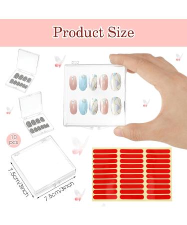 ASTER 10 Pcs Press on Nail Storage Box with Adhesive Double Sided Tape Acrylic Fake Nail Box Nail Display Packaging Box Transparent Nail Storage Boxes for Home DIY Nail Salon(Square Corner) - Buy Online on GoSupps.com