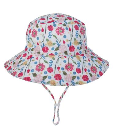 XYIYI Kids Bucket Hat Adjustable Sun Hats Breathable Beach Hat for Boys Girls 6-24 Months Rose