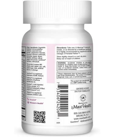 Maxi Health Prenatal Caps 120 Count - Essential Prenatal Support - Pack of 1 - Buy Online on GoSupps.com