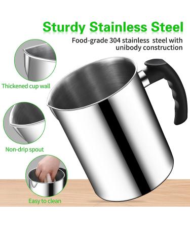 Candle Making Pouring Pot 1800ml Stainless Steel Double Boiler Pitcher | Heat-Resistant Handle & Dripless Spout Design | 60oz Wax Melting Pot - 1Pc Spoon Included - Buy Online on GoSupps.com