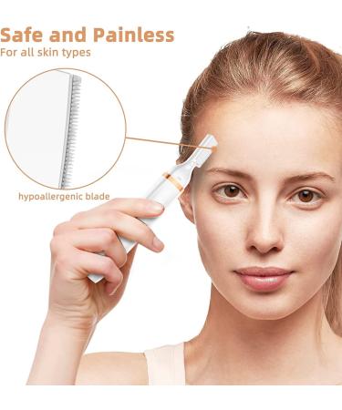 Rechargeable Facial Hair Remover & Eyebrow Trimmer for Women - Electric Shaver Razor for Peach Fuzz, Chin, Cheek, Upper Lip - White - Buy Online on GoSupps.com