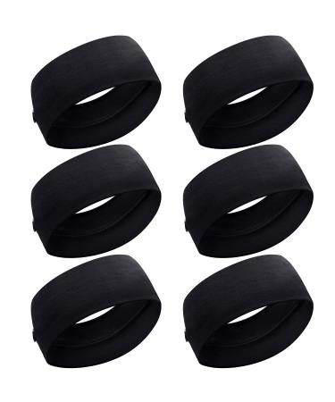 WILLBOND 6 Pieces Button Headband Unisex Elastic Hair Band with Button Face Cover Holder for Nurses  Doctors and Ears Protection (Black)
