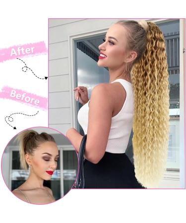 30 Long Curly Drawstring Ponytail Extension | Synthetic Hairpiece for Women - 30 OT27/613# Color - Buy Online on GoSupps.com