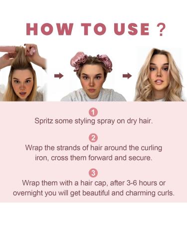 2 Pack Heatless Pink Satin Hair Curler Heatless Curls Headband with Hairnet Heatless Curls Set for Girls Women Sleeping Styling Hairdressing DIY Curlers Hair Tools - Buy Online on GoSupps.com