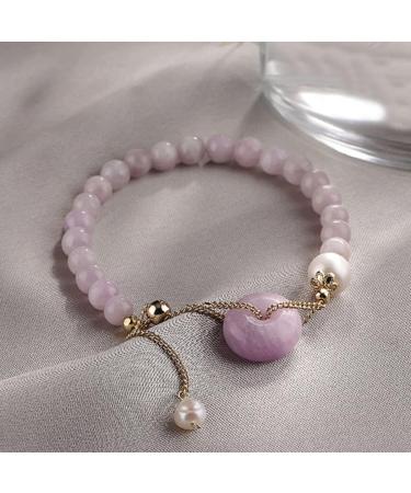 WIPPWER Feng Shui Wealth Bracelet Jade Bead Bracelet Lavender Crystal Bracelet Harmony Buckle/Donut Pendant Charm 14K Gold Adjustable Bracelet Lucky Charms for Women Reiki Crystal Quartz Cinnabar - Buy Online on GoSupps.com