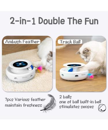 ORSDA 2-in-1 Interactive Cat Toys with Feathers for Indoor Cats - Ivory White - Buy Online on GoSupps.com