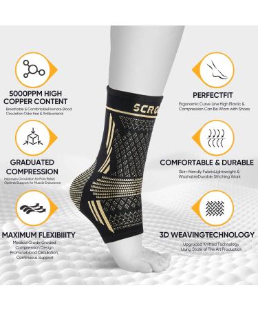 Buy Copper Ankle Support Brace - 2 Pack Compression Bandage for Plantar Fasciitis Achilles Tendon Pain Relief - Black | International Shipping Available - Buy Online on GoSupps.com