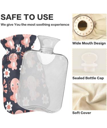 Axolotl Hot Water Bottle with Daisy Motif | 1L Plush Winter Warmer for Kids Adults & Families - Buy Online on GoSupps.com