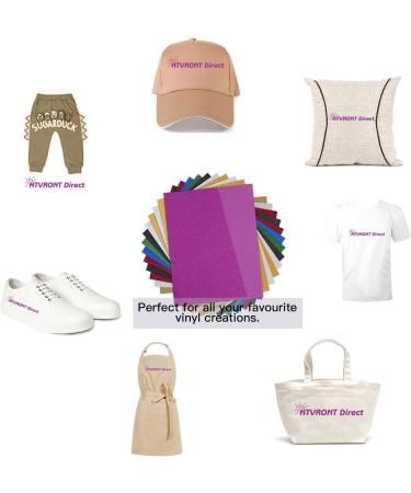 HTVRONT Glitter Heat Transfer Vinyl HTV Bundle - 13 Pack 12x10 Iron On Vinyl for T-Shirt - Easy to Cut & Press - 9 Assorted Colors with Teflon Sheet - Heat Press Vinyl Kit - Buy Online on GoSupps.com