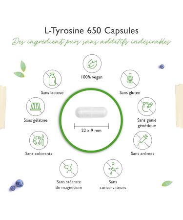L-Tyrosine - 240 capsules - 1300 mg per daily serving - 4 months supply - Vegan - High dosage - Amino acid - Buy Online on GoSupps.com