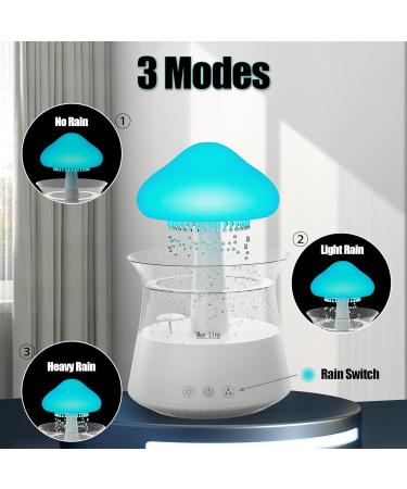 Rain Cloud Humidifier with Mushroom Rain Lamp & Water Drop Sound | 7 Colors LED | Desktop Fountain for Home, Bedroom, Office | White - Buy Online on GoSupps.com