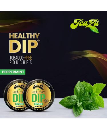 TeaZA Peppermint Herbal Energy Pouches - Nicotine & Tobacco Free | Green Tea Caffeine Dip | 10 Pack - Buy Online on GoSupps.com