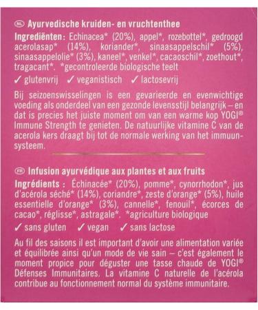 Yogi Biologique D fenses Immunitaires Infusion 100% Bio chinac e Jus d'Ac rola s ch et Orange 12 Sachets thermosoud s et sans agrafe 24 g 311011 D fense Immunitaire - Buy Online on GoSupps.com