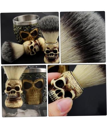 Frcolor Skull-Beard Brush Set | Vintage Shaving Cup & Synthetic Razor Brush for Men - Buy Online on GoSupps.com