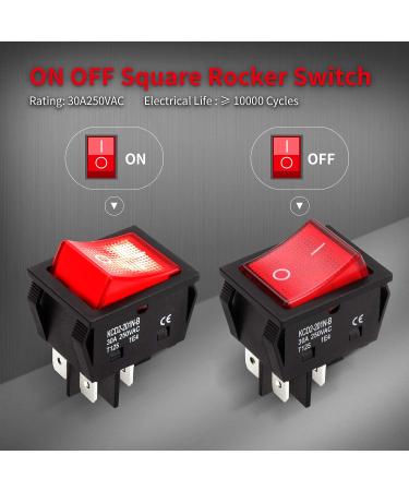 DaierTek 30A 250V KCD2 KCD4 Rocker Switch DPST 4 Pin Red Lighted 120V Rocker Toggle Switch ON Off Heavy Duty T125-3Pack 125V - Buy Online on GoSupps.com